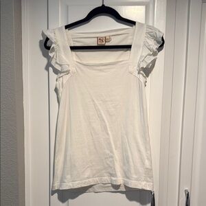 White Ruffled Sleeve Top